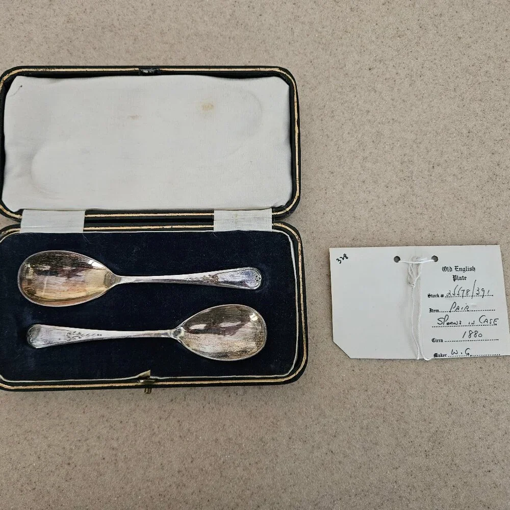 RARE VINTAGE ANTIQUE ART DECO ENGLISH BP BENJAMIN PEMBERTON SILVER SPOON SET BOX